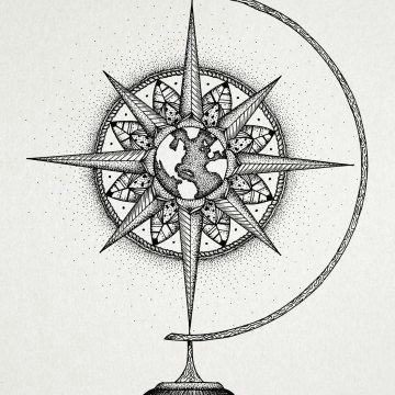 Easy Drawing Of Compass Mandala Compass Google Search Globe Tattoos Compass