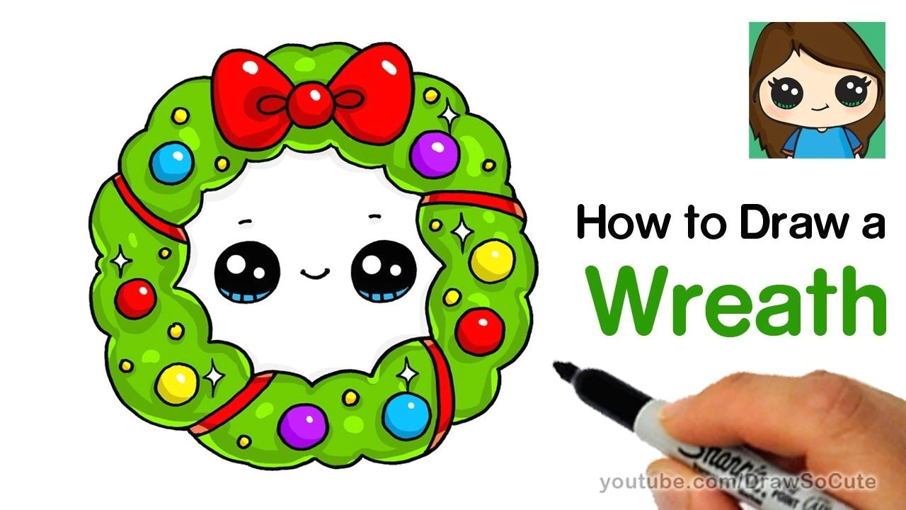 Easy Drawing Of socks How to Draw A Christmas Holiday Wreath Easy Youtube