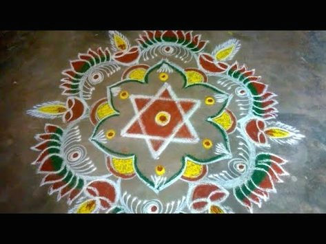 Easy Drawing Rangoli Colourful Peacock Flower Rangoli Kolam Rangoli Designs