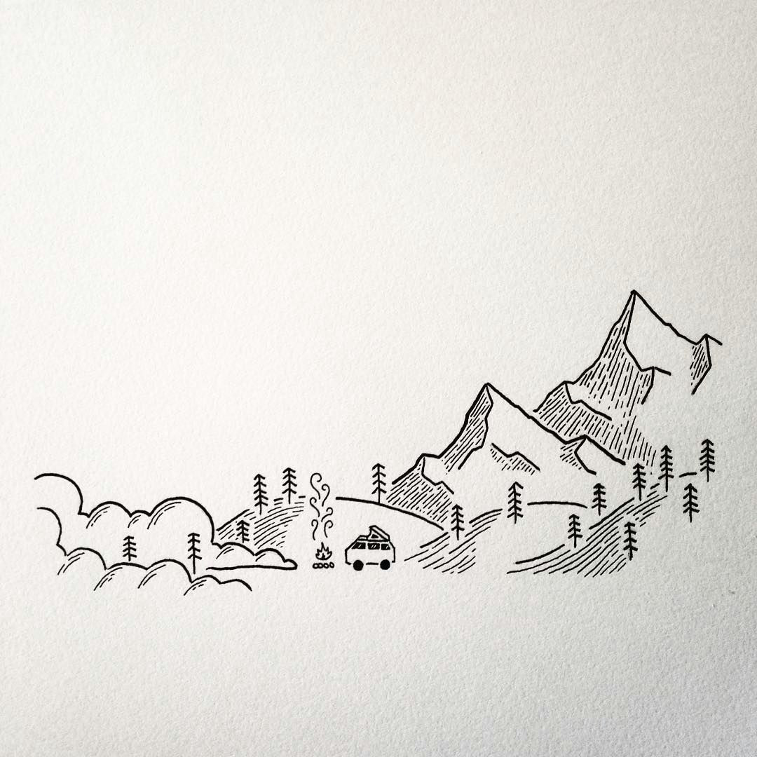 Easy Drawings Of Mountains Drawing On Creativity Doodling Drawings Art Drawings