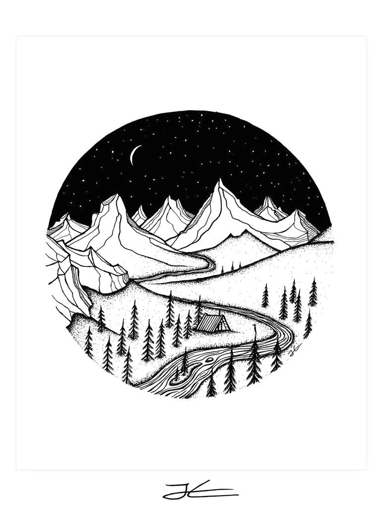 Easy Drawings Of Mountains Mountain Home Art Print Art Prints Minimalist Art