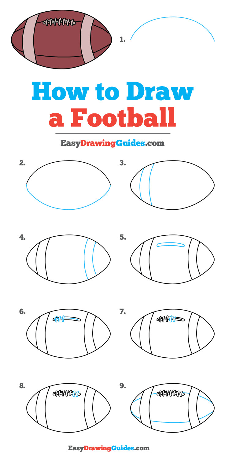 Easy Football Helmet Drawing How to Draw A Football Drawing Tutorials for Kids Sports