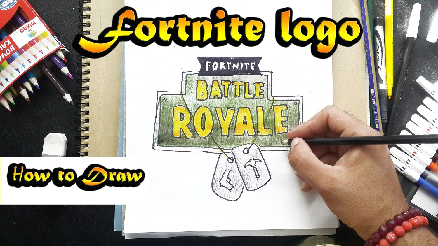 Easy fortnite Characters to Draw How to Draw fortna Te Logo Battle Royal Art Tutorial