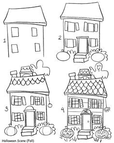 Easy Halloween Drawings for Kids A Cute Haunted House for Children In 2019 Halloween