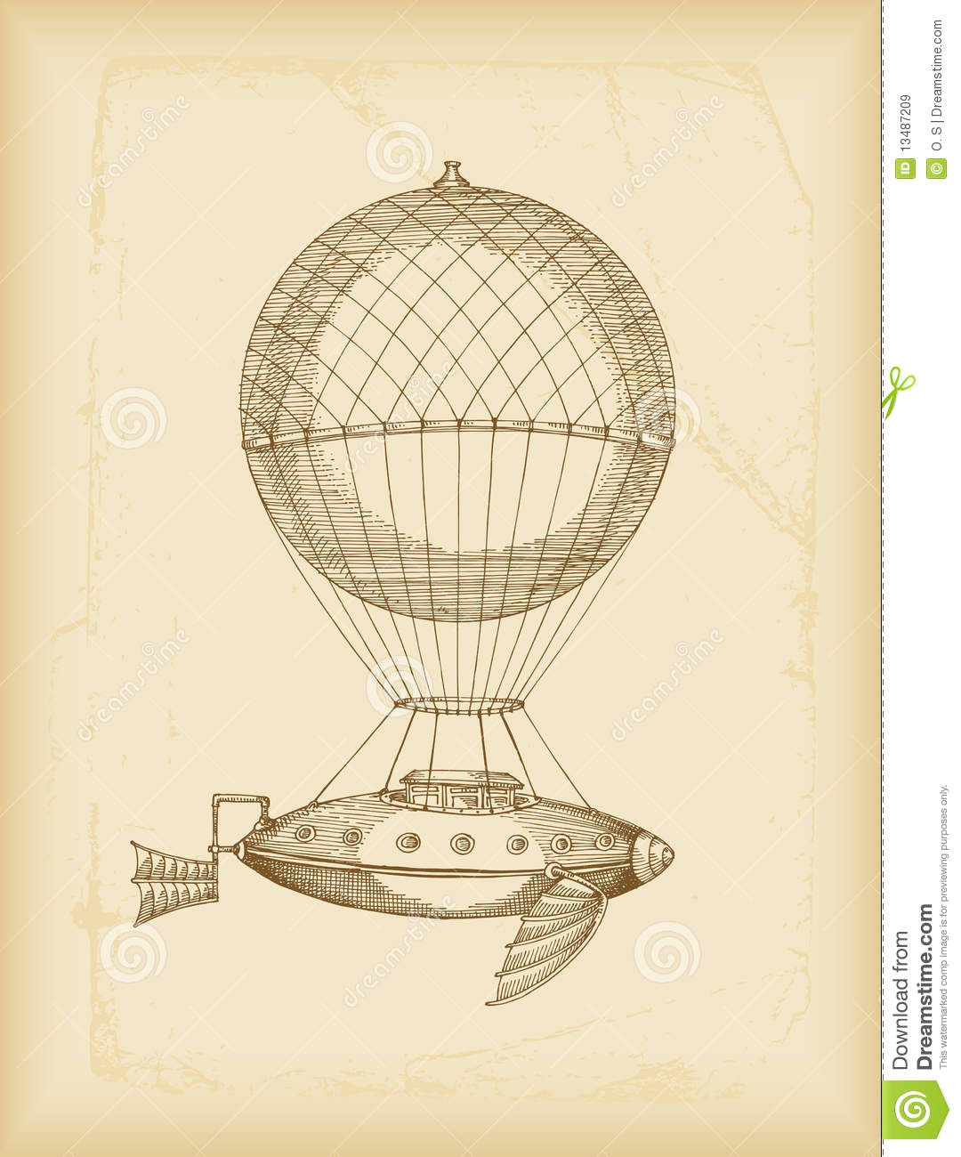 Easy Hot Air Balloon Drawing Flying Machine Sketch Stock Vector Illustration Of Bizarre