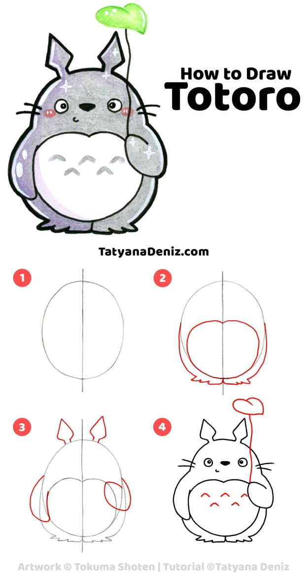 Easy How to Draw Cute Animals Do You Love totoro Here is How to Draw An Easy and Cute