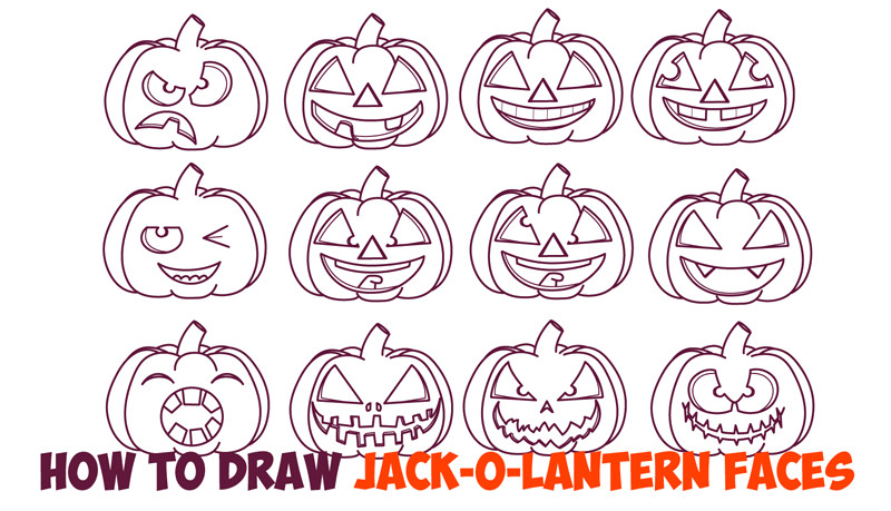Easy Jack O Lantern Drawing Huge Guide to Drawing Cartoon Pumpkin Faces Jack O Lantern