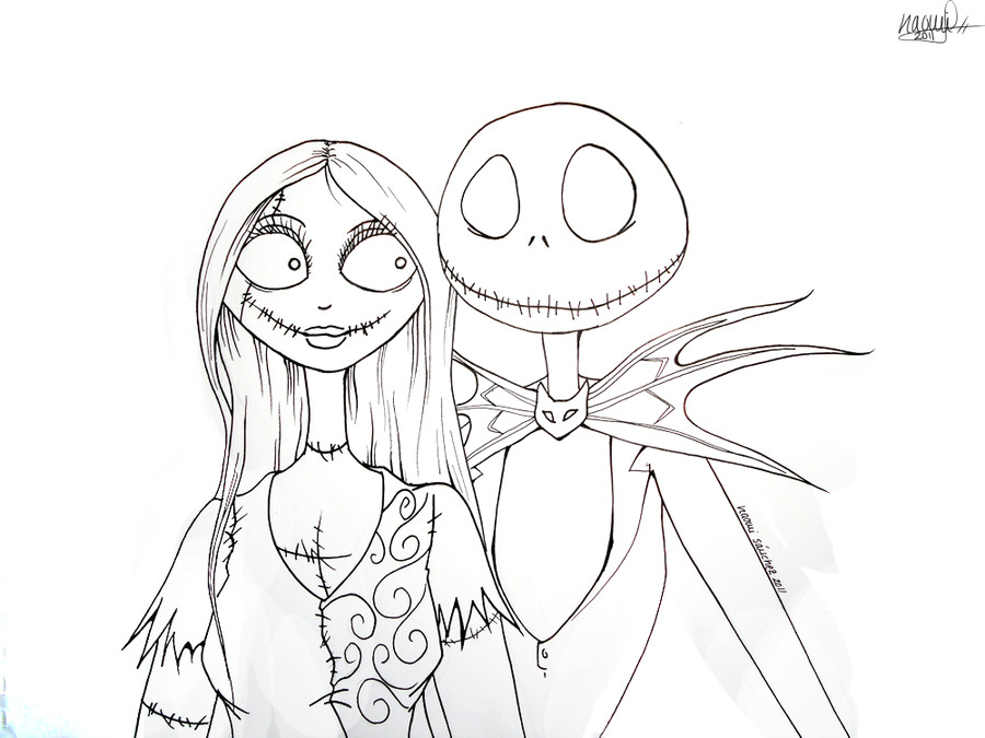 Easy Jack Skellington Drawing Jack and Sally Lineart by Wolfsnightsong Nightmare before