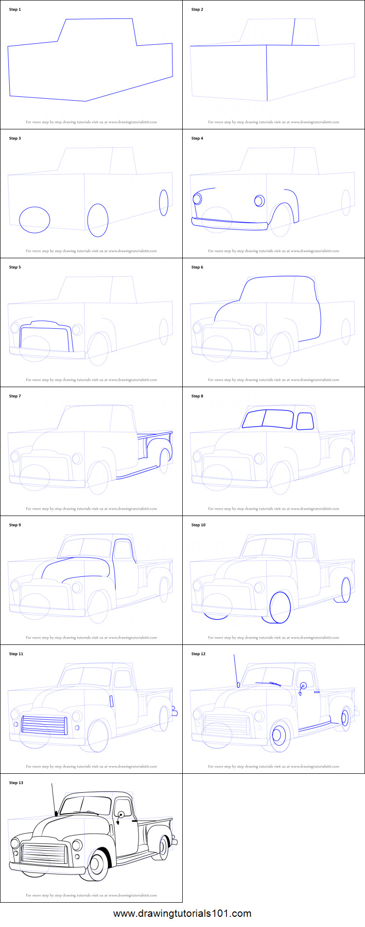 Easy Jeep Drawing How to Draw A Gmc Pickup Truck Printable Step by Step