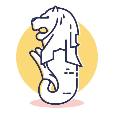 Easy Merlion Drawing Minimalist Merlion Singapore Stock Vectors Royalty Free