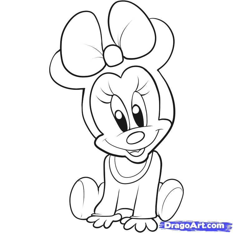 Easy Minnie Mouse Drawing Step by Step Baby Disney Coloring Pages How to Draw Baby Daisy Duck