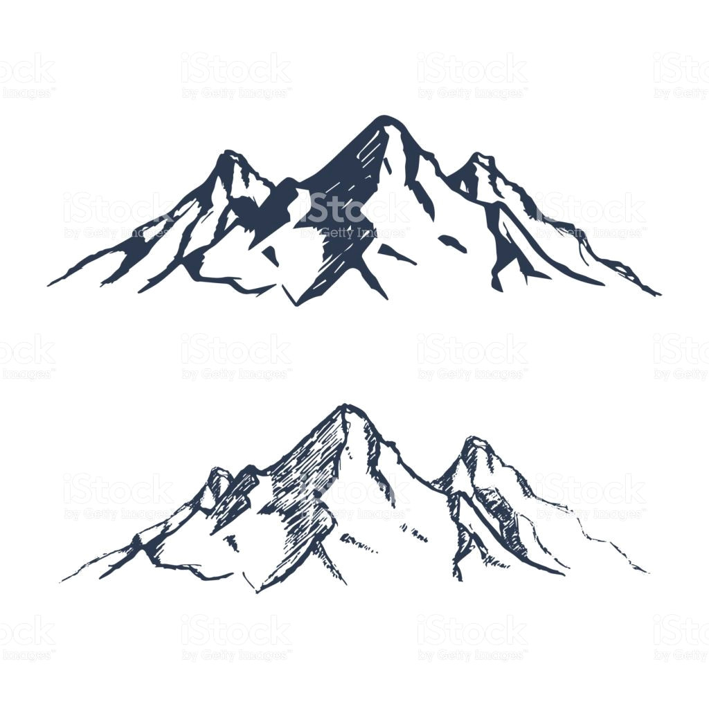 Easy Mountains to Draw Mountains Set Hand Drawn Rocky Peaks Vector Illustration
