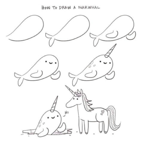 Easy Narwhal Drawing How to Draw A Narwhal by Philip Tseng Supercutekawaii