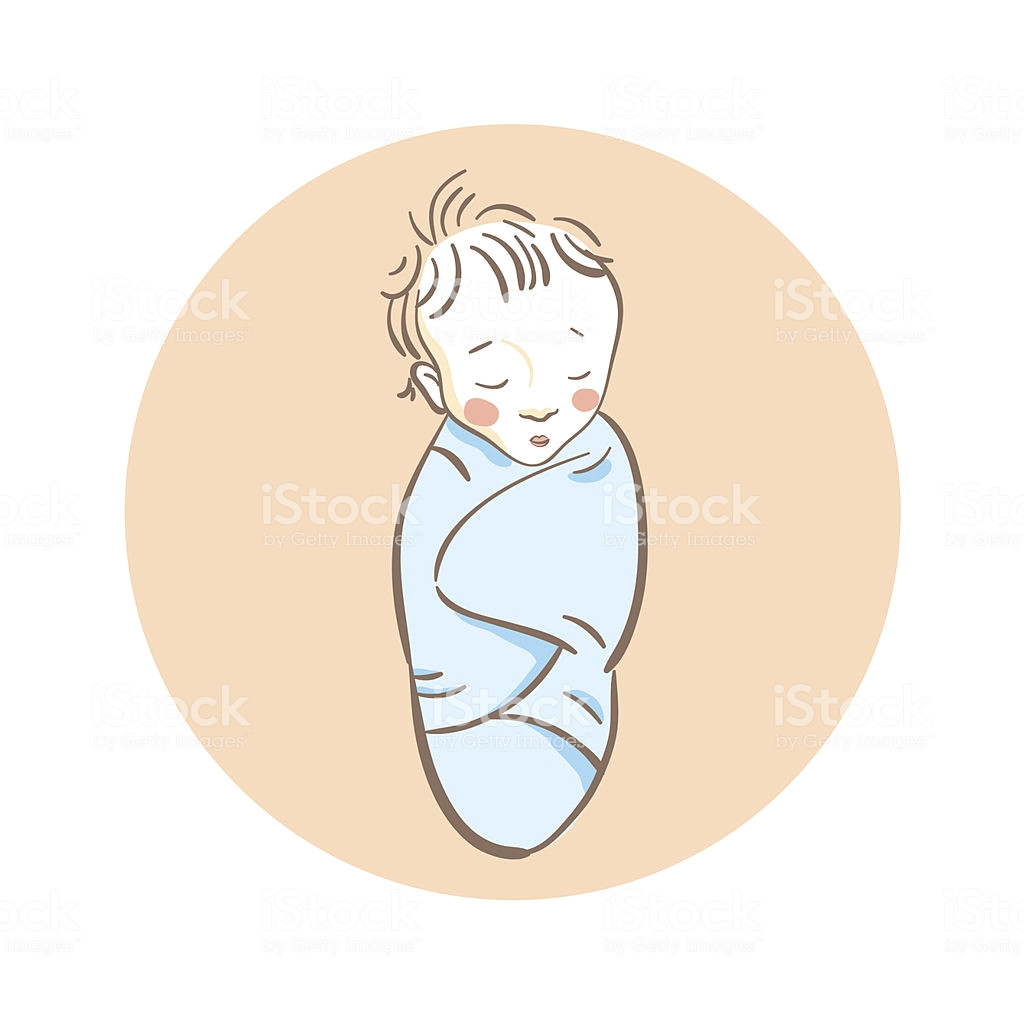 Easy Newborn Baby Drawing Cute Newborn Baby Boy Sleeping Wrapped In A Blue Blanket