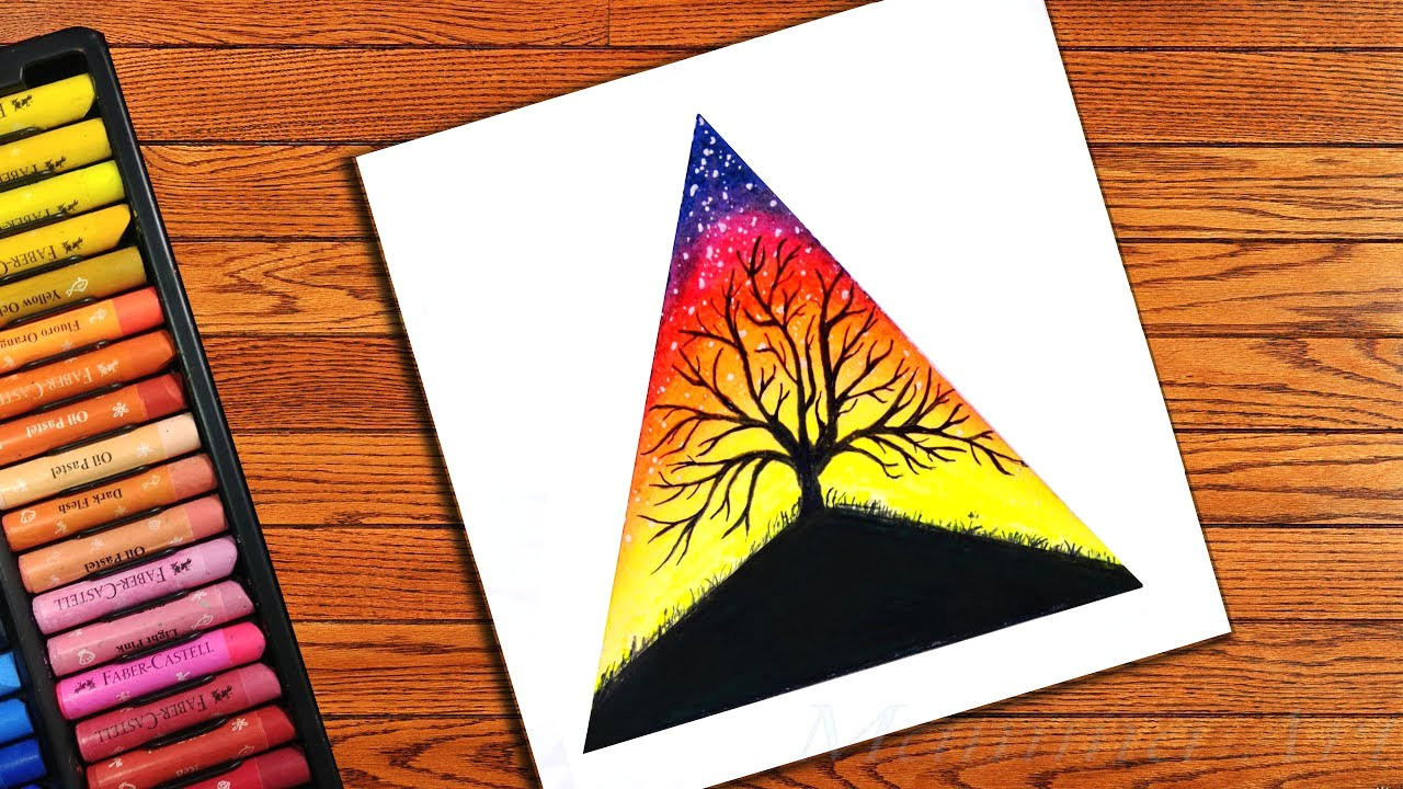 Easy Oil Pastel Drawing for Beginners Step by Step Easy Tree Scenery Drawing with Oil Pastels Step by Step