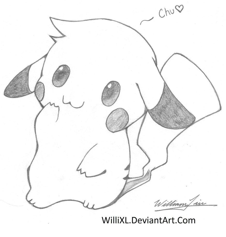 Easy Pikachu to Draw Drawn Cute Pikachu Pencil and In Color Drawn Cute Pikachu