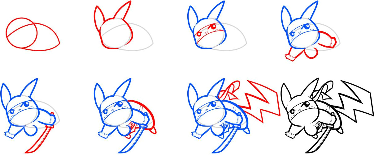 Easy Pikachu to Draw How to Draw Ninja Pikachu In 2020 Drawings Easy Drawings