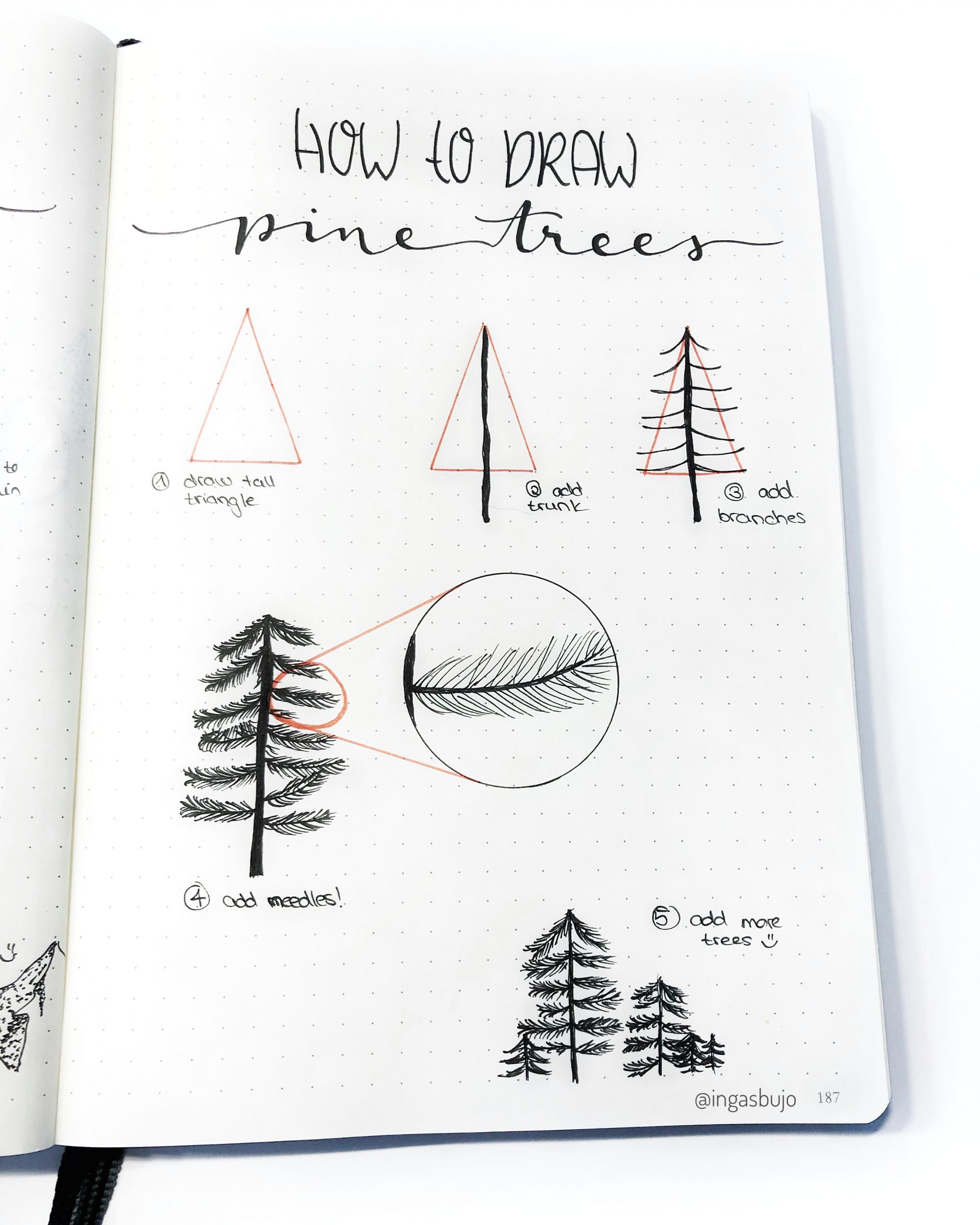 Easy Pine Tree Drawing How to Draw Mountains and Pine Trees Step by Step Ingas Blog