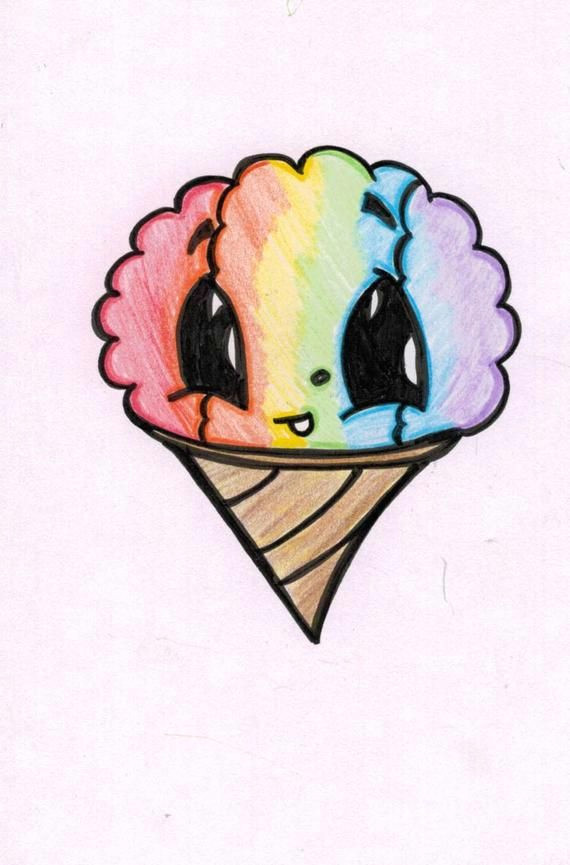 Easy Rainbow Drawing Snow Cone Cartoon In 2019 Cute Easy Drawings Cartoon