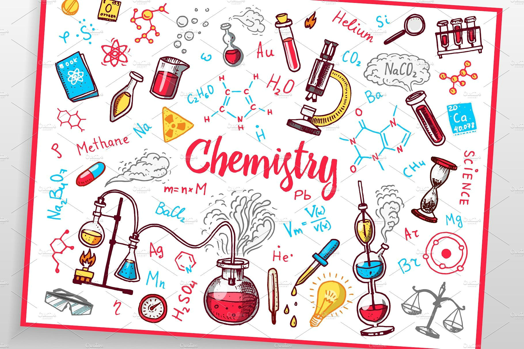 Easy Science Drawings Chemistry Icons Doodle Set by Artbalitskiy On