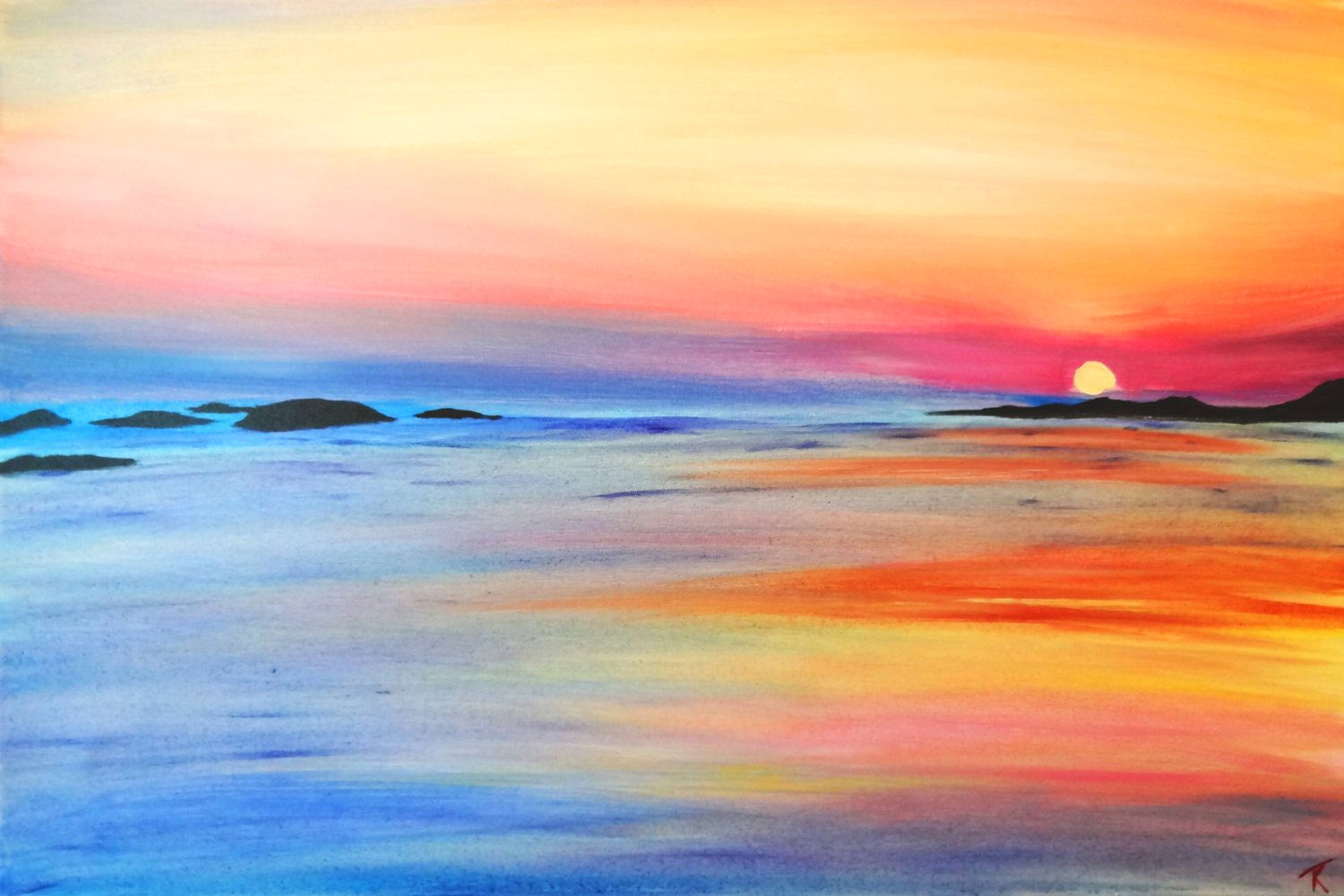 Easy Seascape Drawing How to Paint Sunrise and Sunset Request A Custom order and