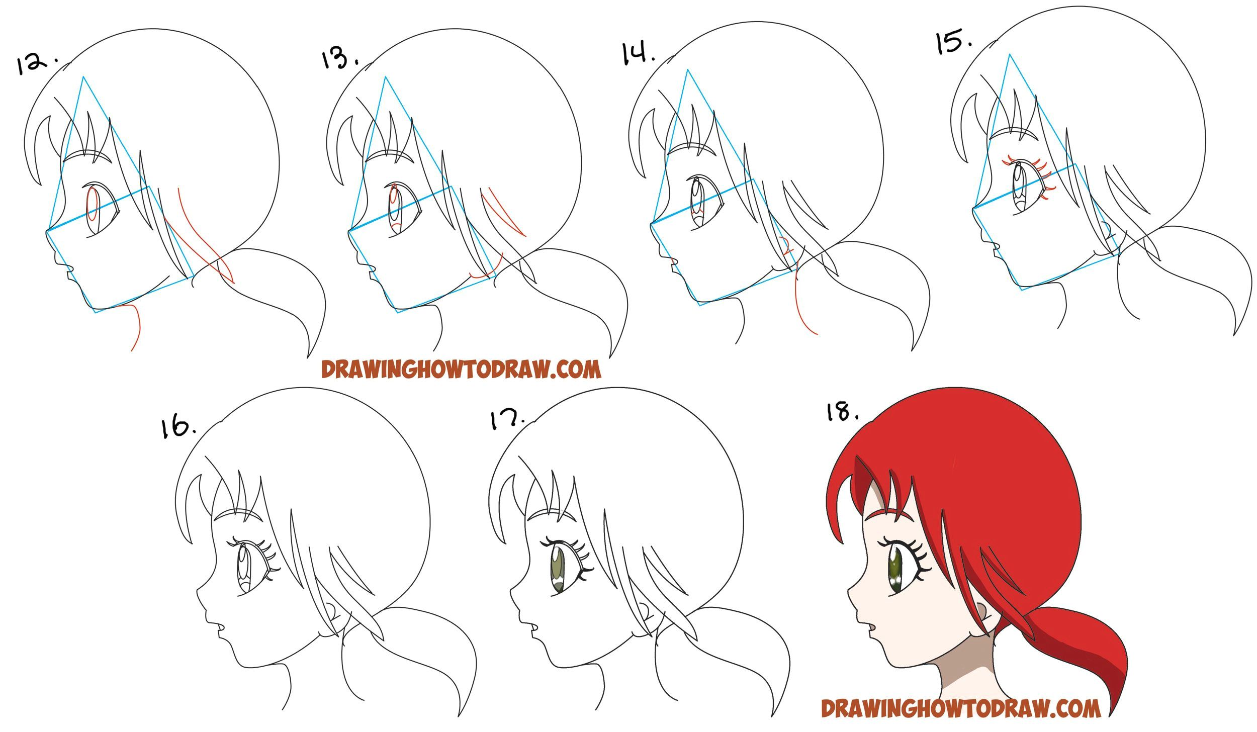 Easy Side Face Drawing How to Draw An Anime Manga Face and Eyes From the Side In