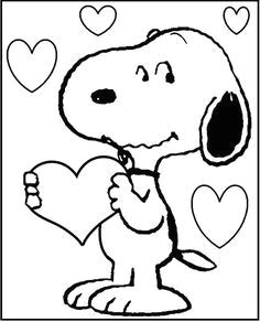 Easy Snoopy Drawing Snoopy Valentines Coloring Picture for Kids Snoopy