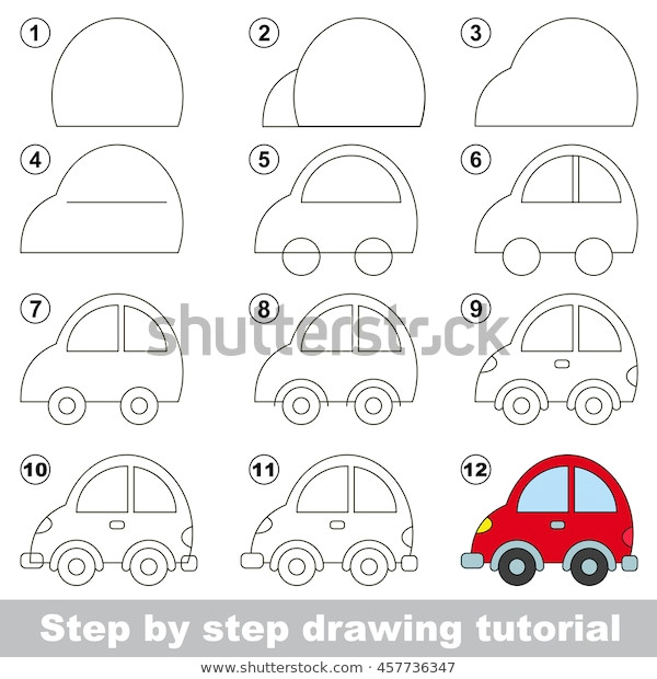 Easy Steps to Make Drawings Easy Educational Kid Game Simple Level Stock Vector Royalty