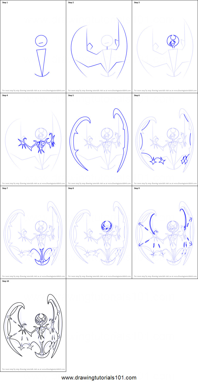 Easy Sun and Moon Drawing How to Draw Lunala From Pokemon Sun and Moon Printable Step