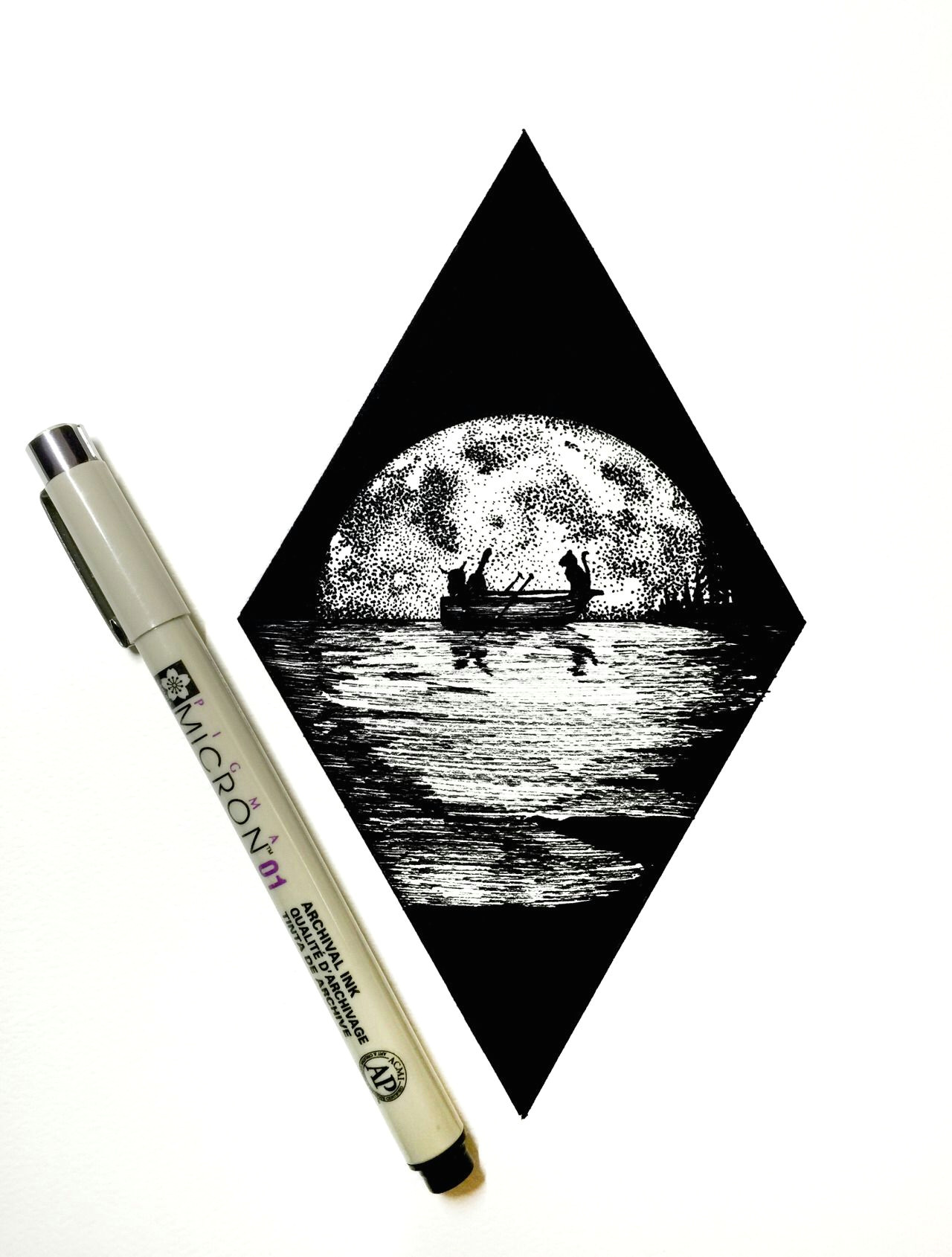 Easy Tent Drawing Moon Blackandwhite Pen Pencil Drawings Of Nature Black