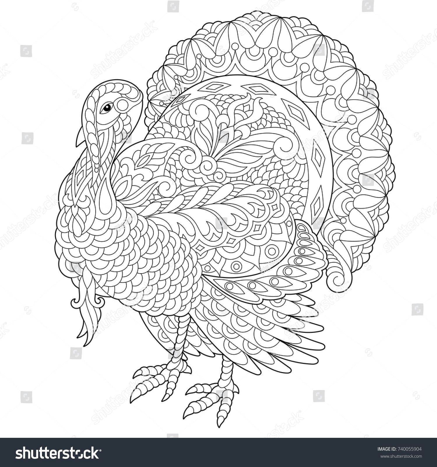 Easy Thanksgiving Drawings Coloring Page Of Turkey for Thanksgiving Day Greeting Card