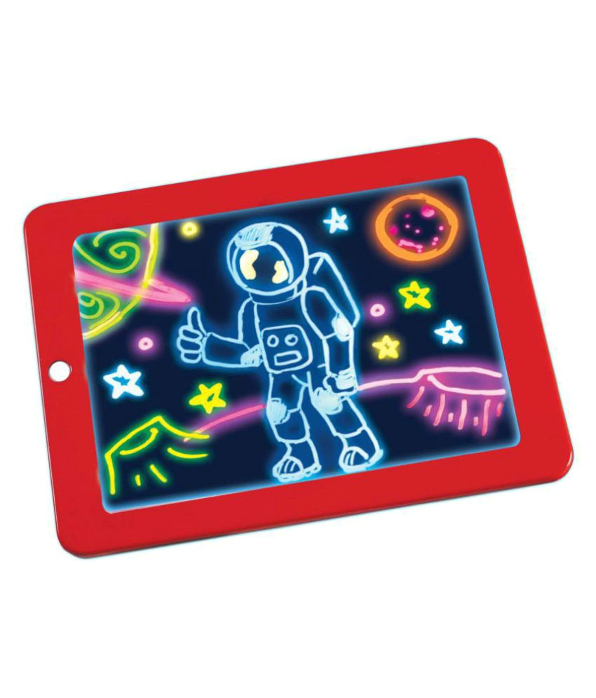 Easy to Draw astronaut astronaut Magic Pad Light Up Led Board Draw Sketch Create Doodle Art Write Learning Tablet Includes 3 Dual Side Markets 30 Stencils and 6