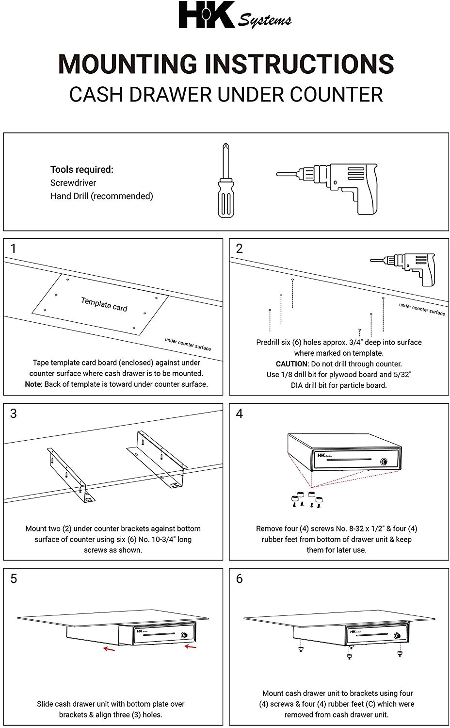 Easy to Draw Cash Register Hk Systems Under Counter Mounting Metal Bracket for 16 Cash Drawer