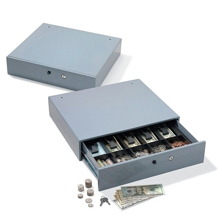 Easy to Draw Cash Register Office Depota Brand Large Capacity Manual Cash Drawer 3 7 8 H X 17 3 4 W X 15 7 8 D Gray Item 407775