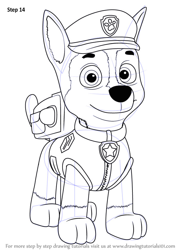 Easy to Draw Chase From Paw Patrol Learn How to Draw Chase From Paw Patrol Paw Patrol Step by