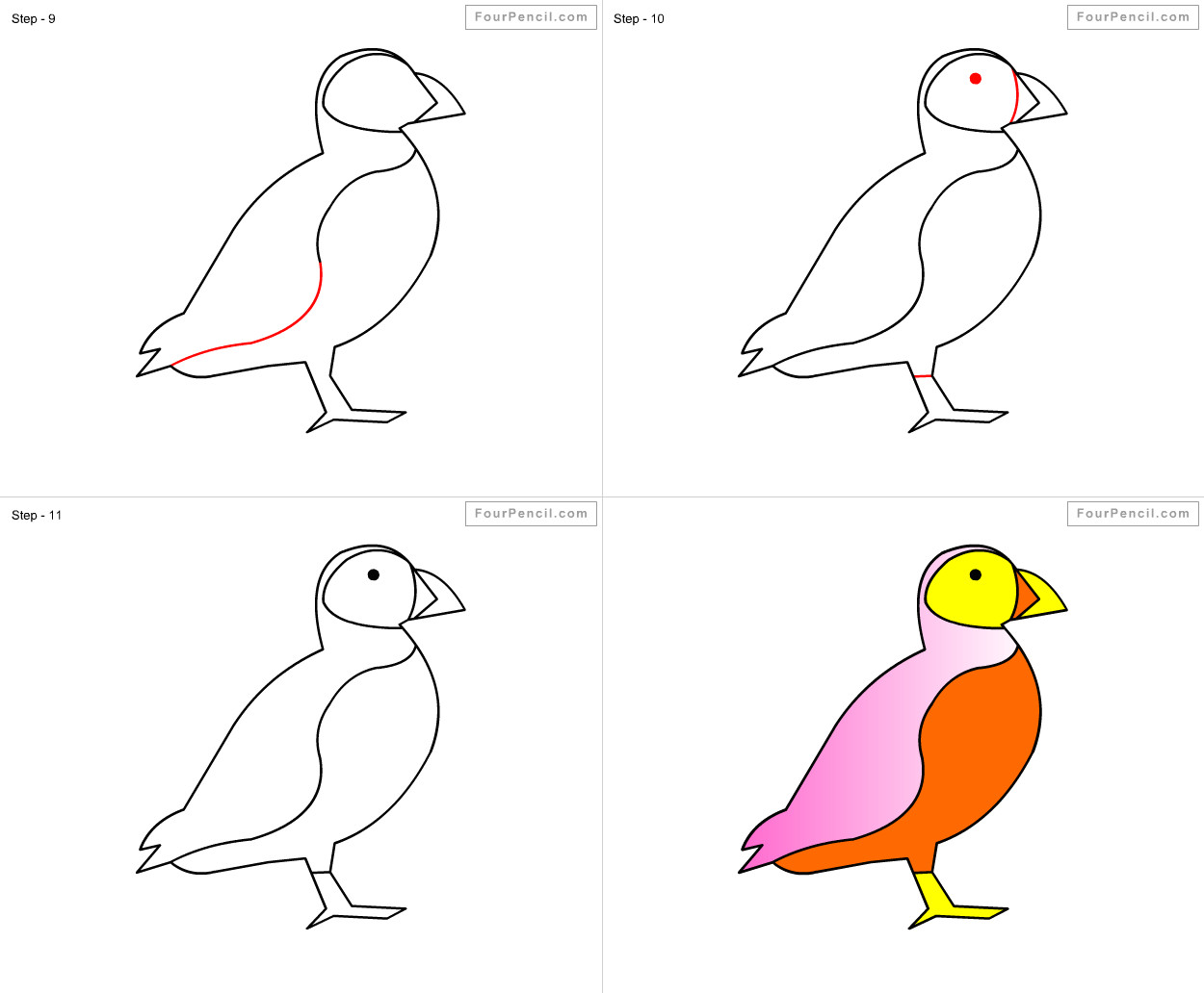 Easy to Draw Feather How to Draw Puffin for Kids Step by Step Drawing Tutorial