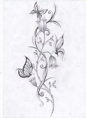 Easy to Draw Flowers and Vines Flower Vine and butterflies Tattoos butterfly with