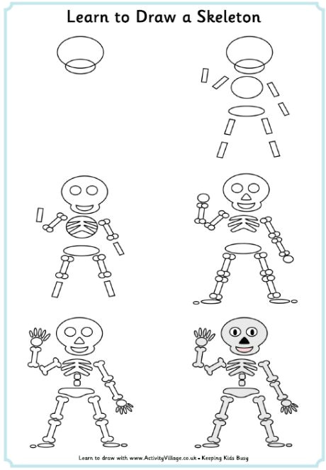 Easy to Draw Halloween Things Learn to Draw A Skeleton Scelet Tekenen Draw Learn to