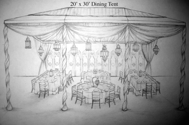 Easy to Draw Tent Moroccan event Dining Tent Sketch