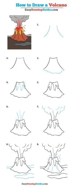 Easy to Draw Volcano 16 Best Volcano for Kids Images Volcano Volcano Projects