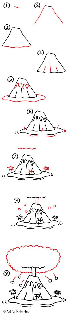 Easy to Draw Volcano 979 Best Drawing How to Images Drawings Art Tutorials