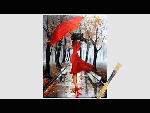 Easy Umbrella Drawing Easy Rainy Season Scenery Drawing for Beginners Green