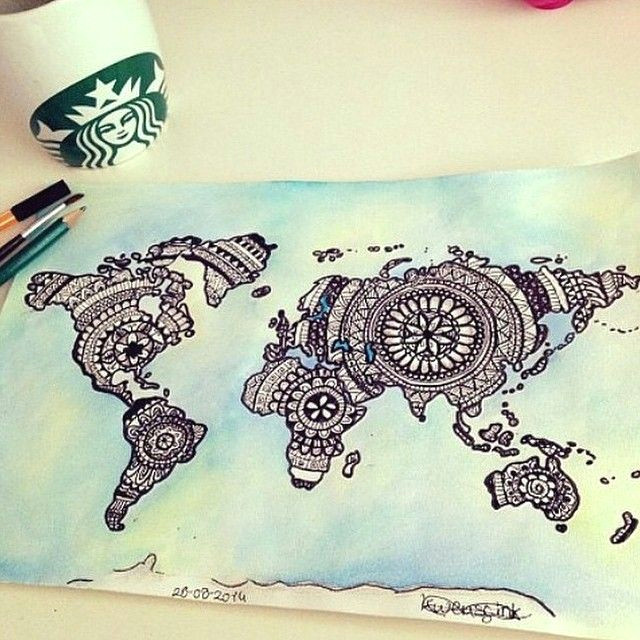 Easy Wallet Drawing Awesome Mandala World Map Drawing Art Tattoos Of Insta