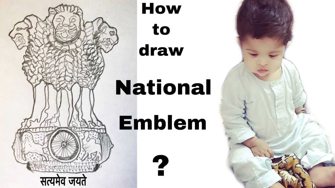 Easy Way to Draw National Emblem Of India How to Draw National Emblem Of India D D
