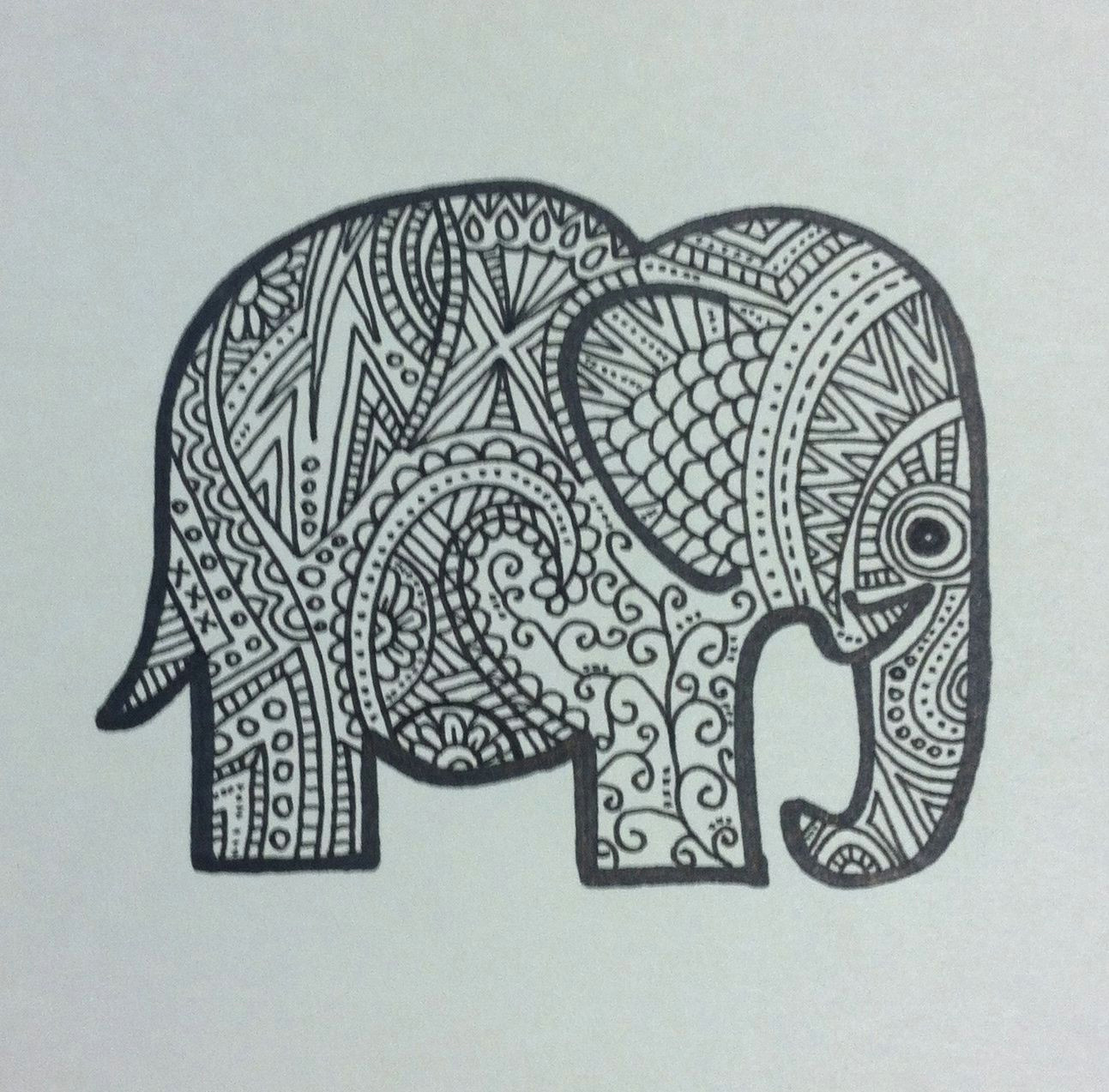 Elephant Pictures Easy to Draw Tribalesque Elephant Drawing by Sarah Howell Easy