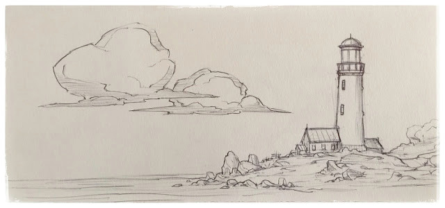 Environment Easy Drawing Mike S Art Blog 5 Lighthouse Lineart Sketch Ink