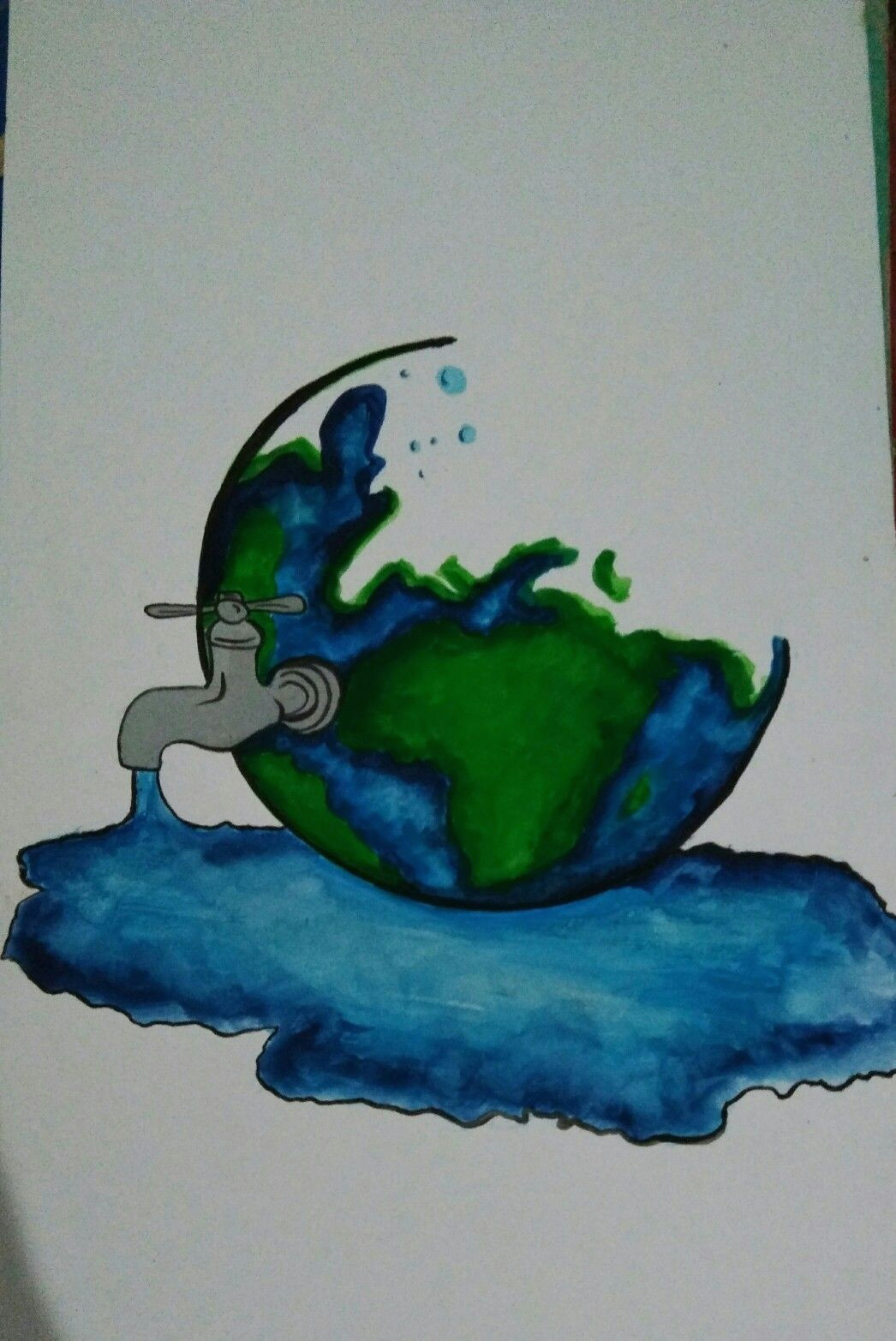 Environment Easy Drawing Save Water Save Life Acrylic Painting Canvas Environment