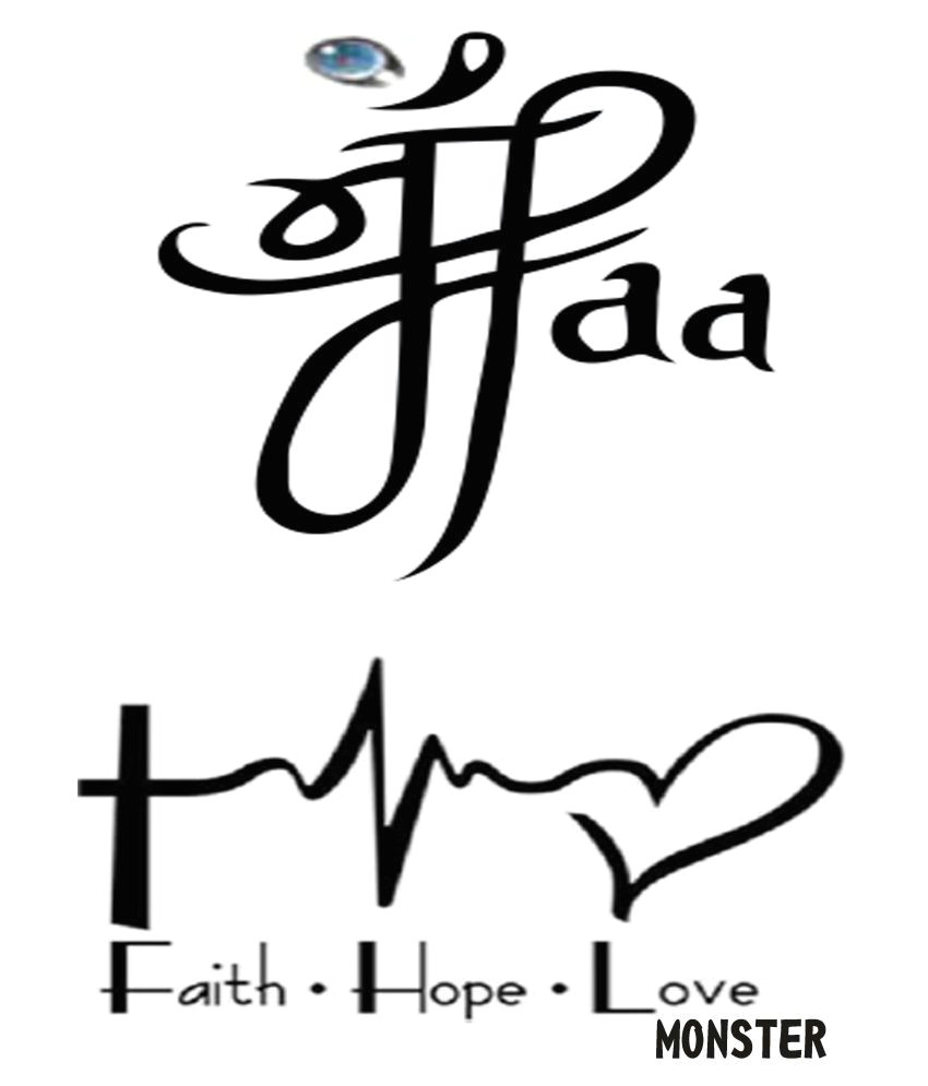 Faith Drawing Easy Monster Maa Faith Love Men Women Waterproof Hand Temporary Body Tattoo