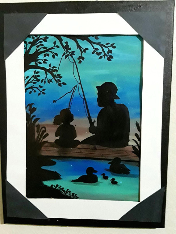 Father and Daughter Drawing Easy original Watercolor and Acrylic Painting Of Father and