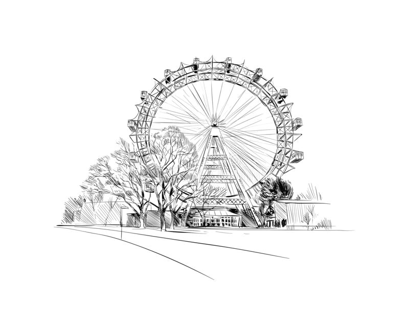 Ferris Wheel Drawing Easy Ferris Wheel Hand Drawn Stock Illustrations 168 Ferris